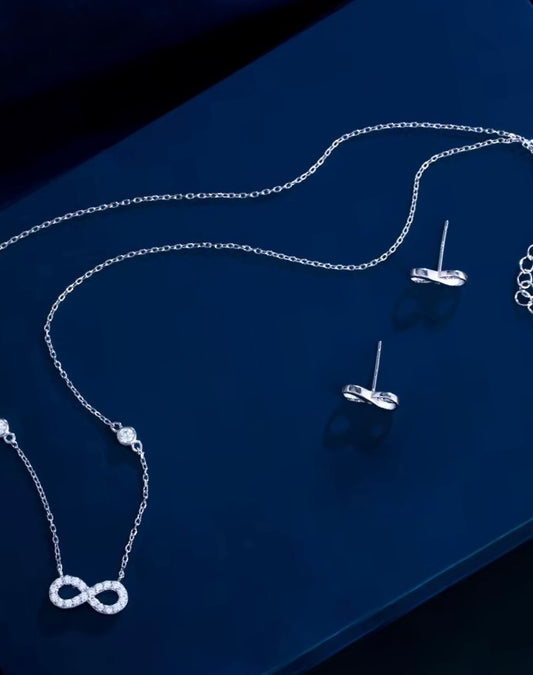 Set Infinit Colier + Cercei Argint cu Zirconia