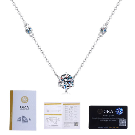 Colier minimalist Argint Moissanite 7MM 1.2ct