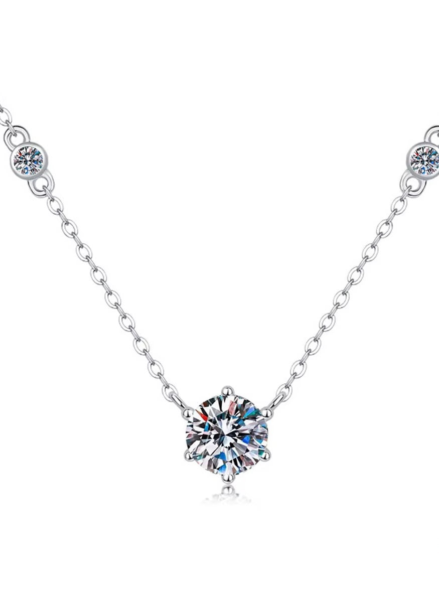 Colier minimalist Argint Moissanite 7MM 1.2ct