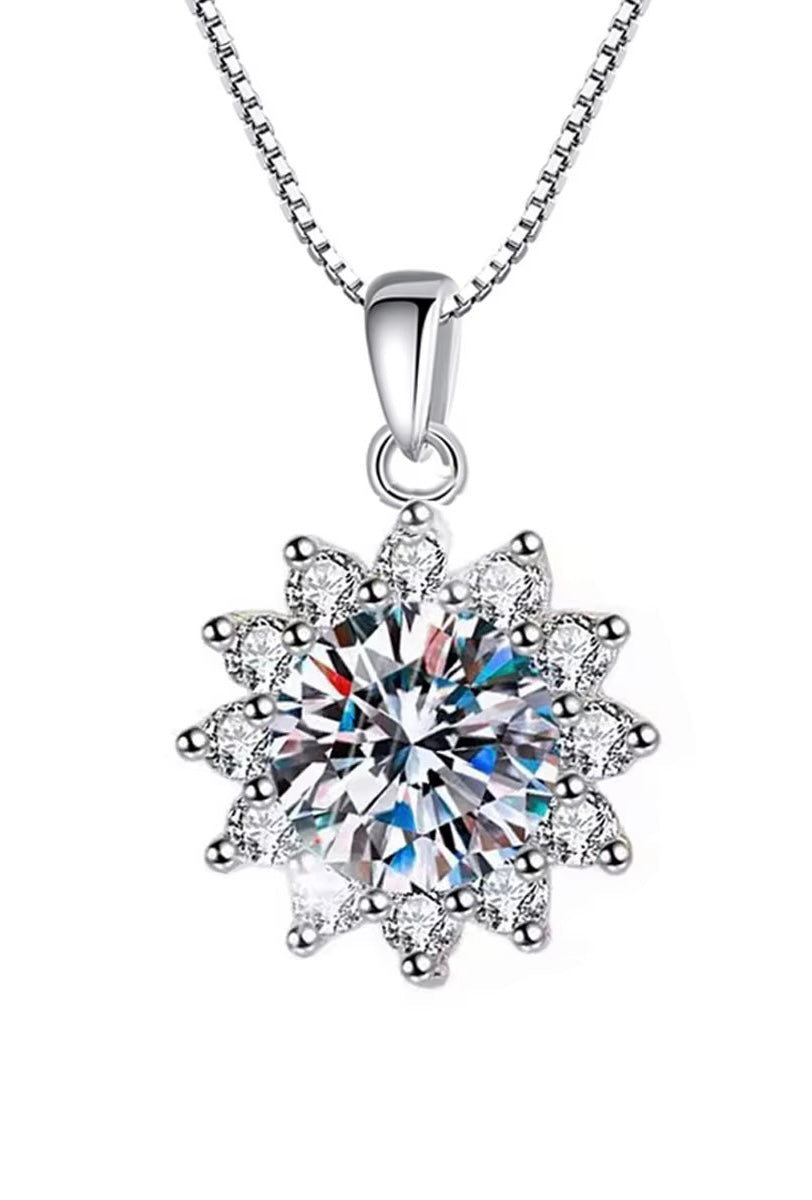 Colier Floare Argint Moissanite 5MM 0.5 ct