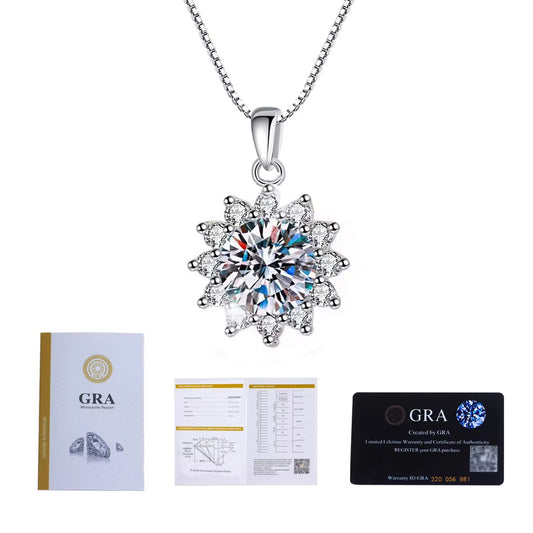 Colier Floare Argint Moissanite 5MM 0.5 ct