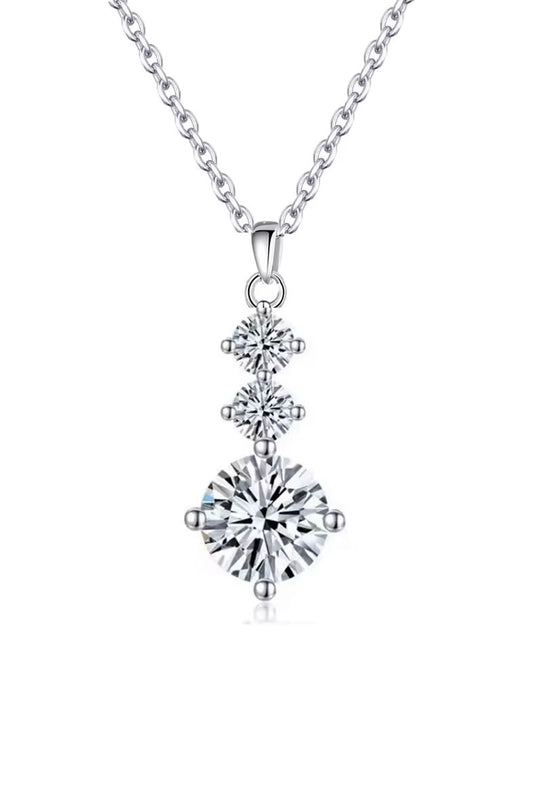 Colier vertical Argint Moissanite 6.5MM 1.0ct