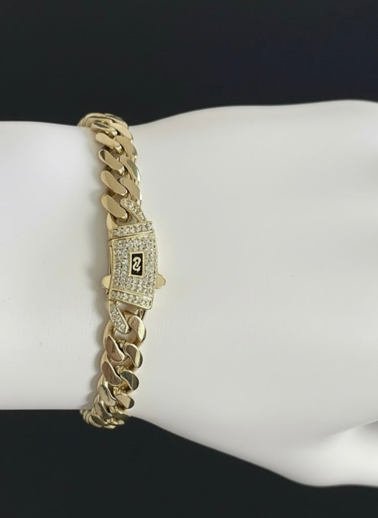 Bratara Cuban 8mm Placata cu Aur 14K