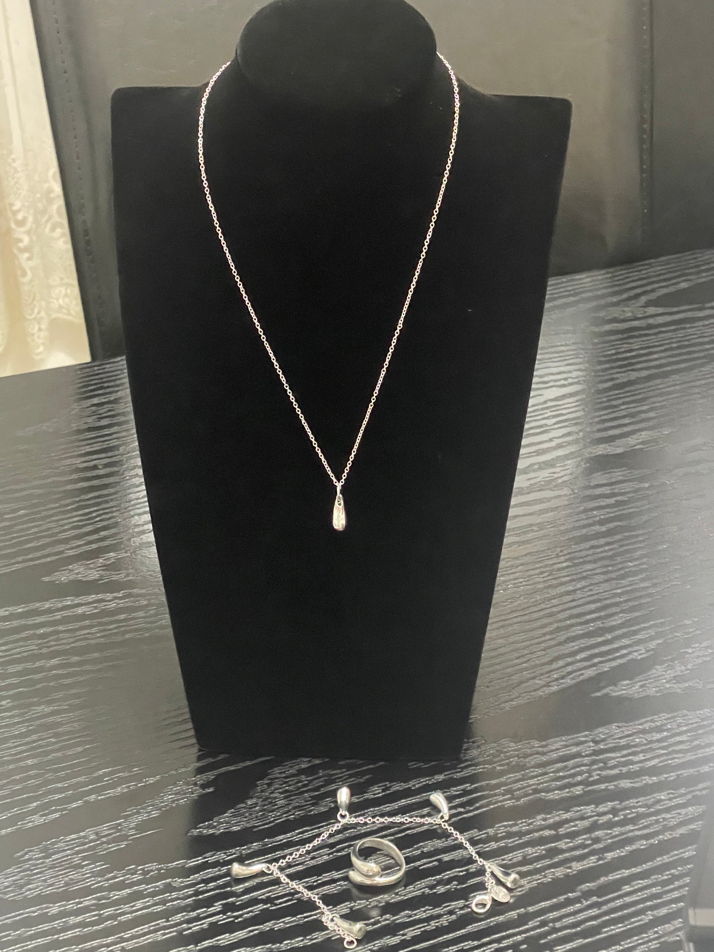 Set Argint 925 Colier, Brățară și Inel Model Lacrimă
